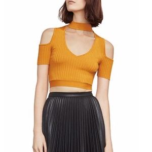 BCBG Petral Cold-Shoulder Crop Top